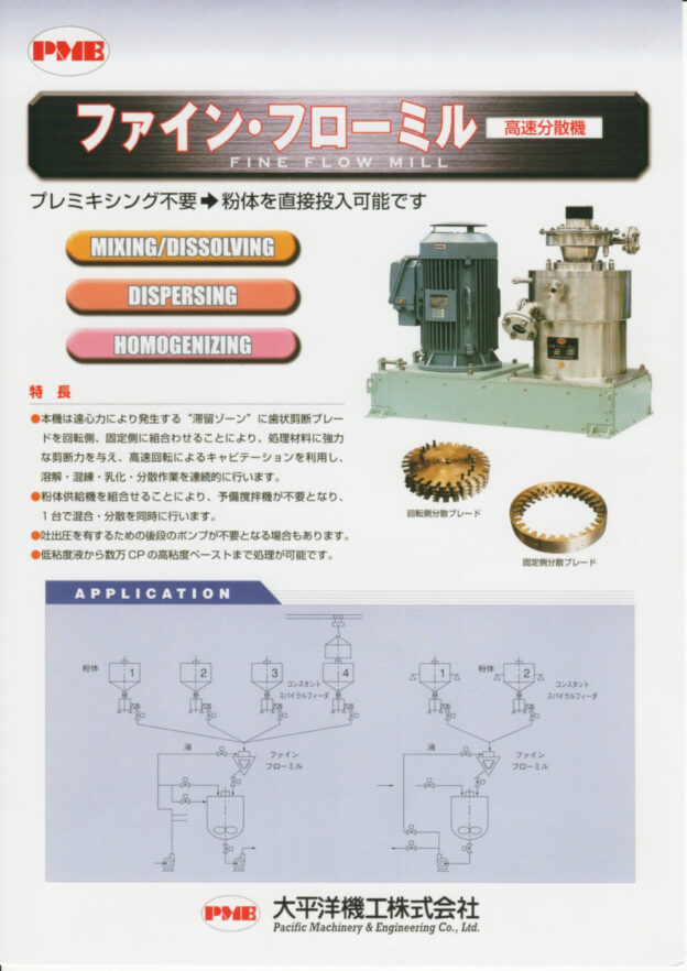 ファイン・フローミル 高速分散機のカタログ